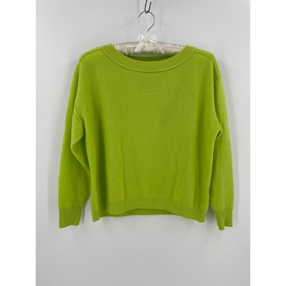 Pilcro Anthropologie 100% Cashmere Sweater XS Chartreuse Lime Green Crewneck